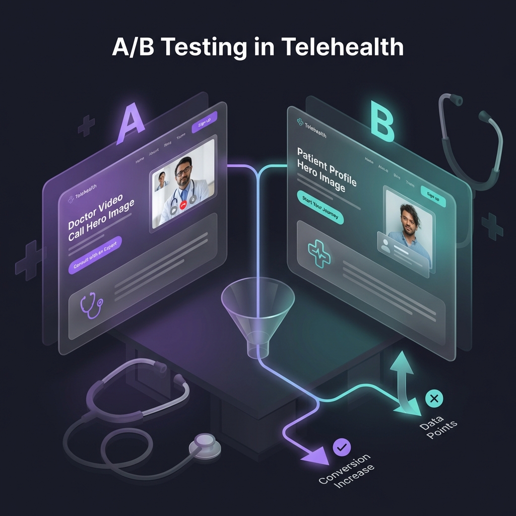 A/B testing concept for telehealth websites